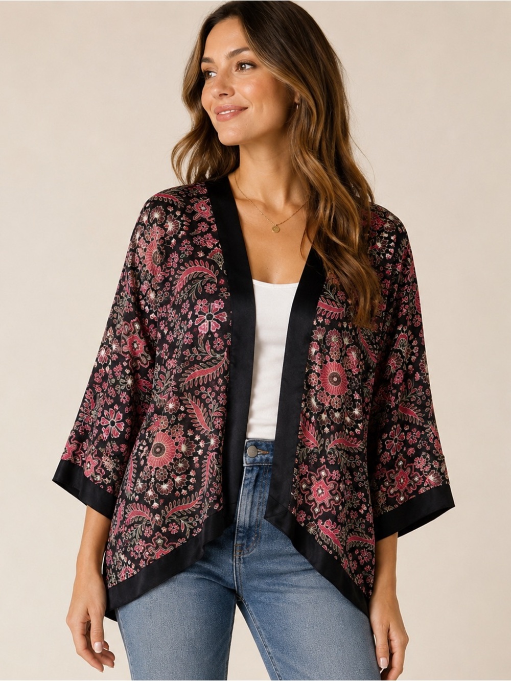 Jennyfer Kimono Cardigan – Medium – Beautiful Print!